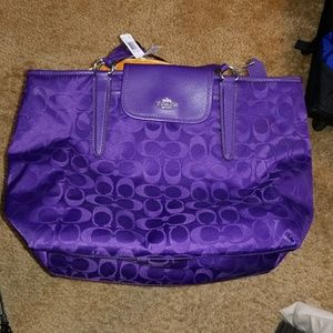 Rare Coach Ward Signature Nylon Leather Trim Tote